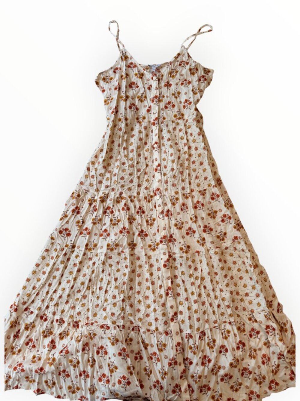 NWT Patrons of Peace Floral Tiered Maxi Dress Small Boho